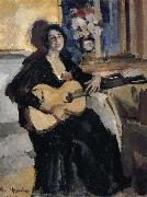 Konstantin Korovin The lady play Guitar china oil painting reproduction